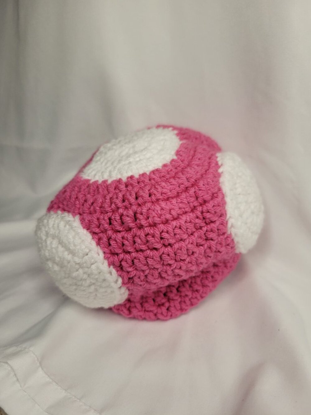 Handmade Pink Mushroom Crochet Baby Toddler Halloween Costume Hat